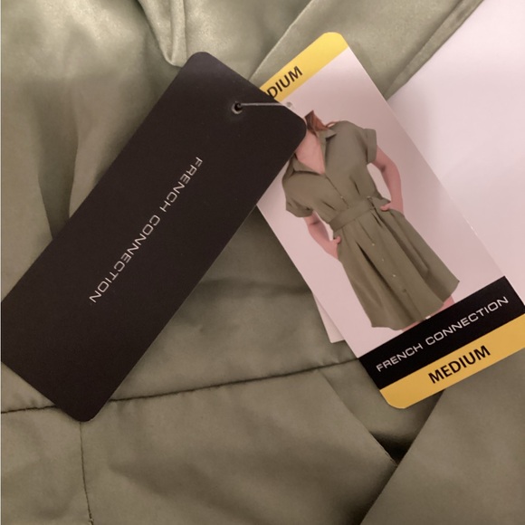 NWT French Connection Size M  Short Shirt‎ Dress Olive - Picture 5 of 6